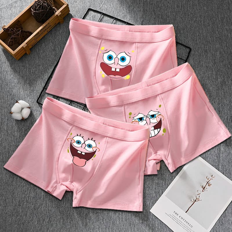 Pink Panties Men's Pure Cotton Cute Men's Raw Powder 100% Cotton Spongebob Creative Christmas Gift for Boyfriend