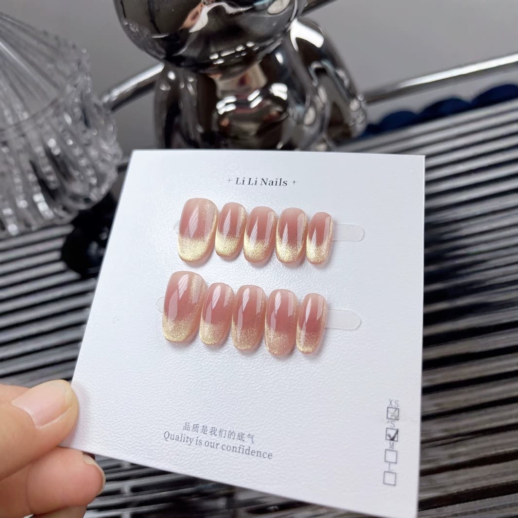Handmade Press-On Nails Cat Eye French Fall Winter Press-On Nails New Blush Douyin Same Style Detachable High Quality