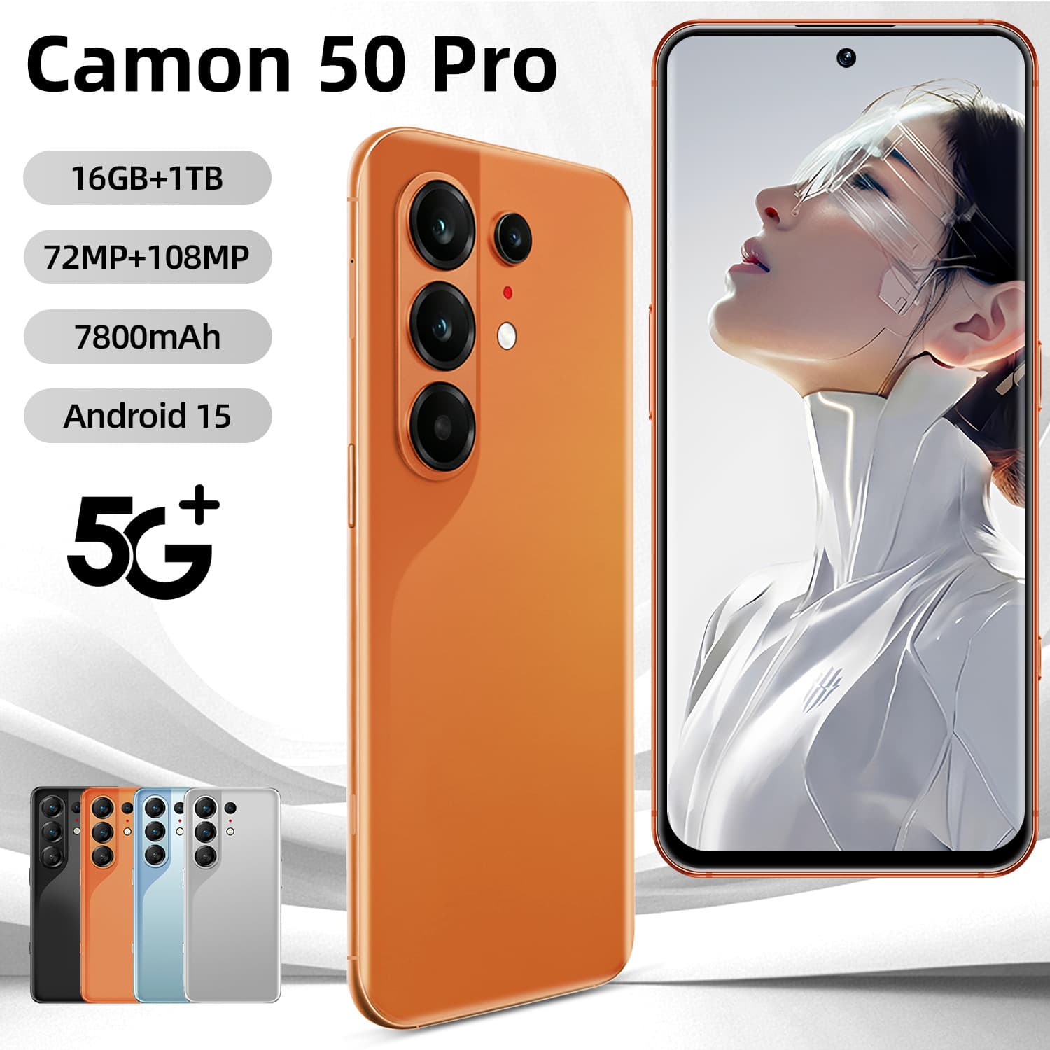 New Cross-border Camon 50 Pro Phone 7.3-inch Large Screen 16+1T Phone Source Factory TK Dropshipping Available