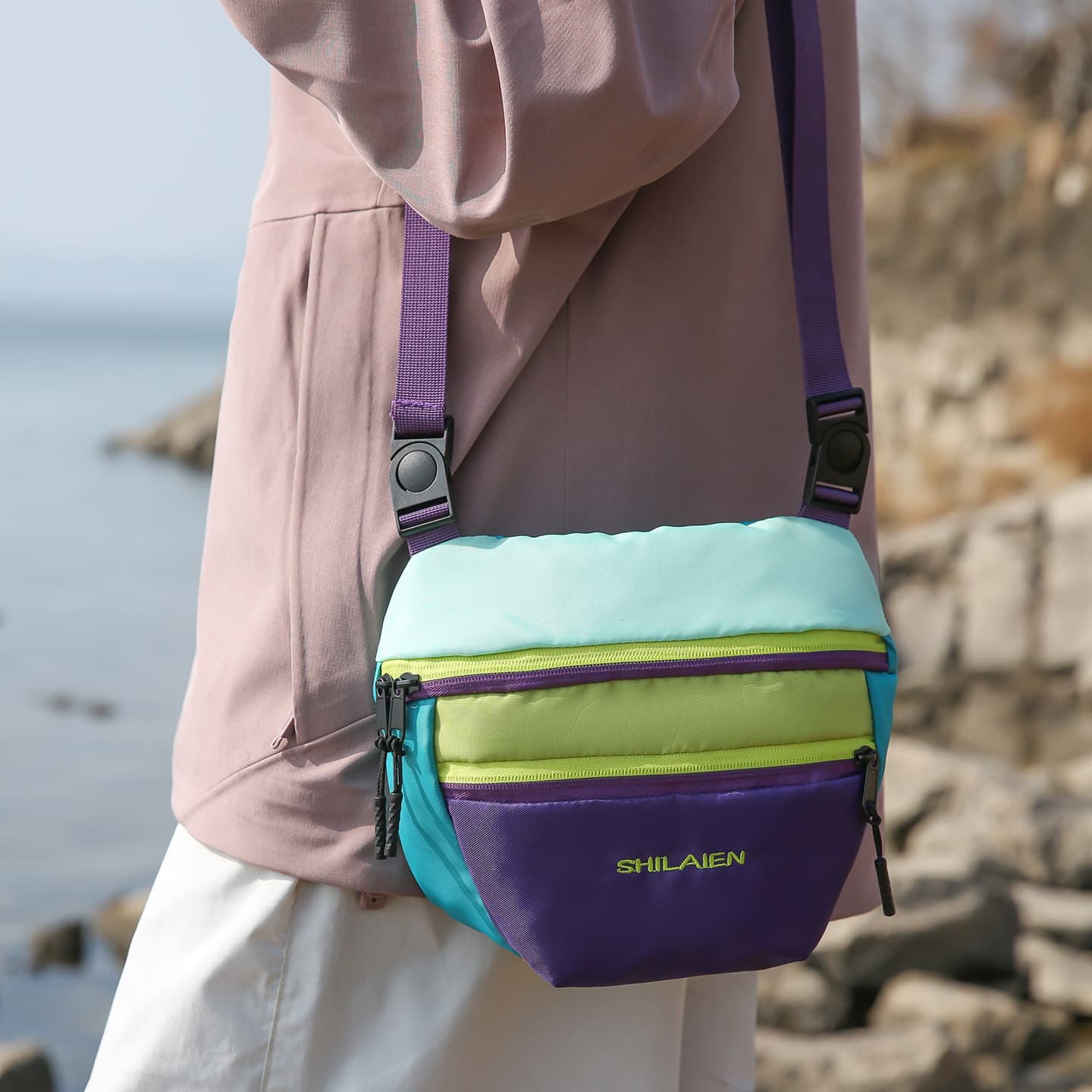 New Dopamine Color Block Crossbody Bag 2026, Fashion Casual Lightweight Bag Portable Chest Bag Shoulder Bag Crossbody Bag