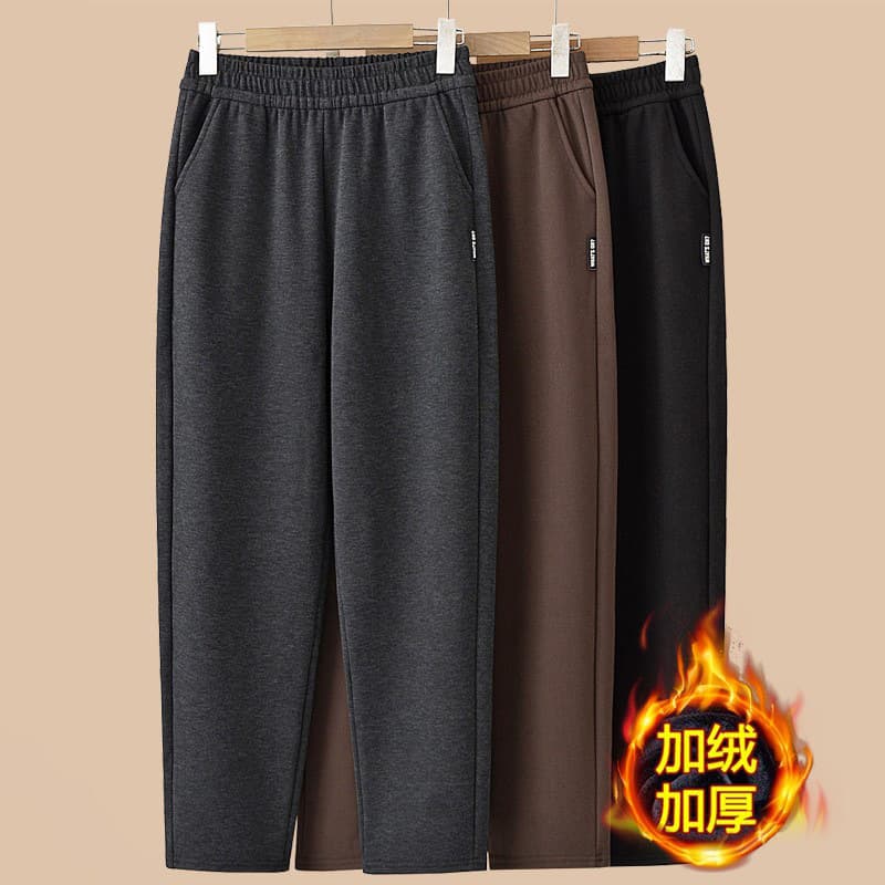 Mom Pants Autumn/Winter Casual Straight-Leg Long Trousers, Middle-Aged and Elderly Women's Pants, Grandma New Winter Fleece-Lined Thick Sweatpants