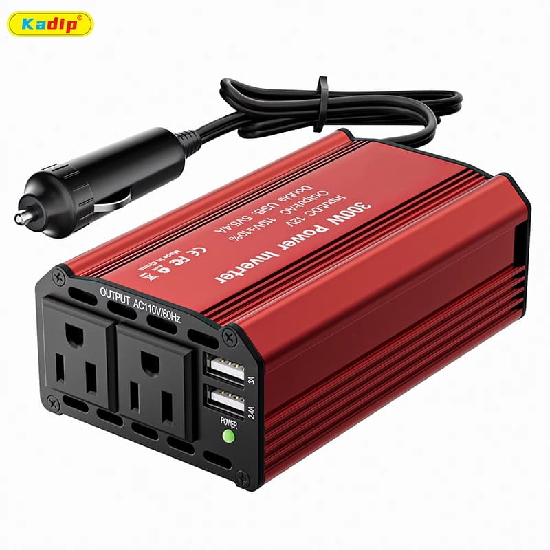 300W Car Inverter 12V to 110V/220V Vehicle Converter Dual USB Ports US Regulation Automotive Power Supply