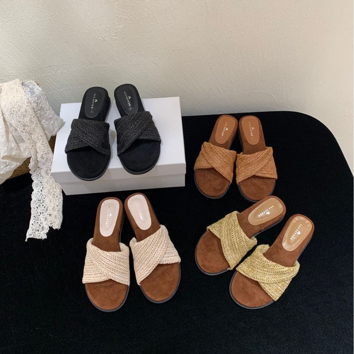 5500-8~Wedge French Retro Braided Open-Toe Sandals Women's Shoes for Outer Wear 2025 Summer New Style