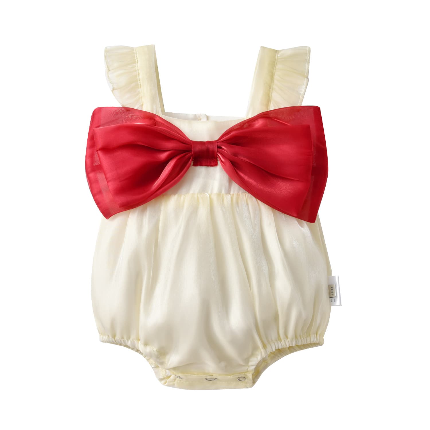 New Summer Baby Romper for 0-1 Year Old, 100 Days to 1 Year, Red Bow Triangle Bodysuit
