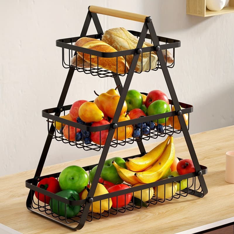 2026 New Cross-border Drop Shipping 1x 2/3 Tier Countertop Fruit Basket Fruit Bowl Bread