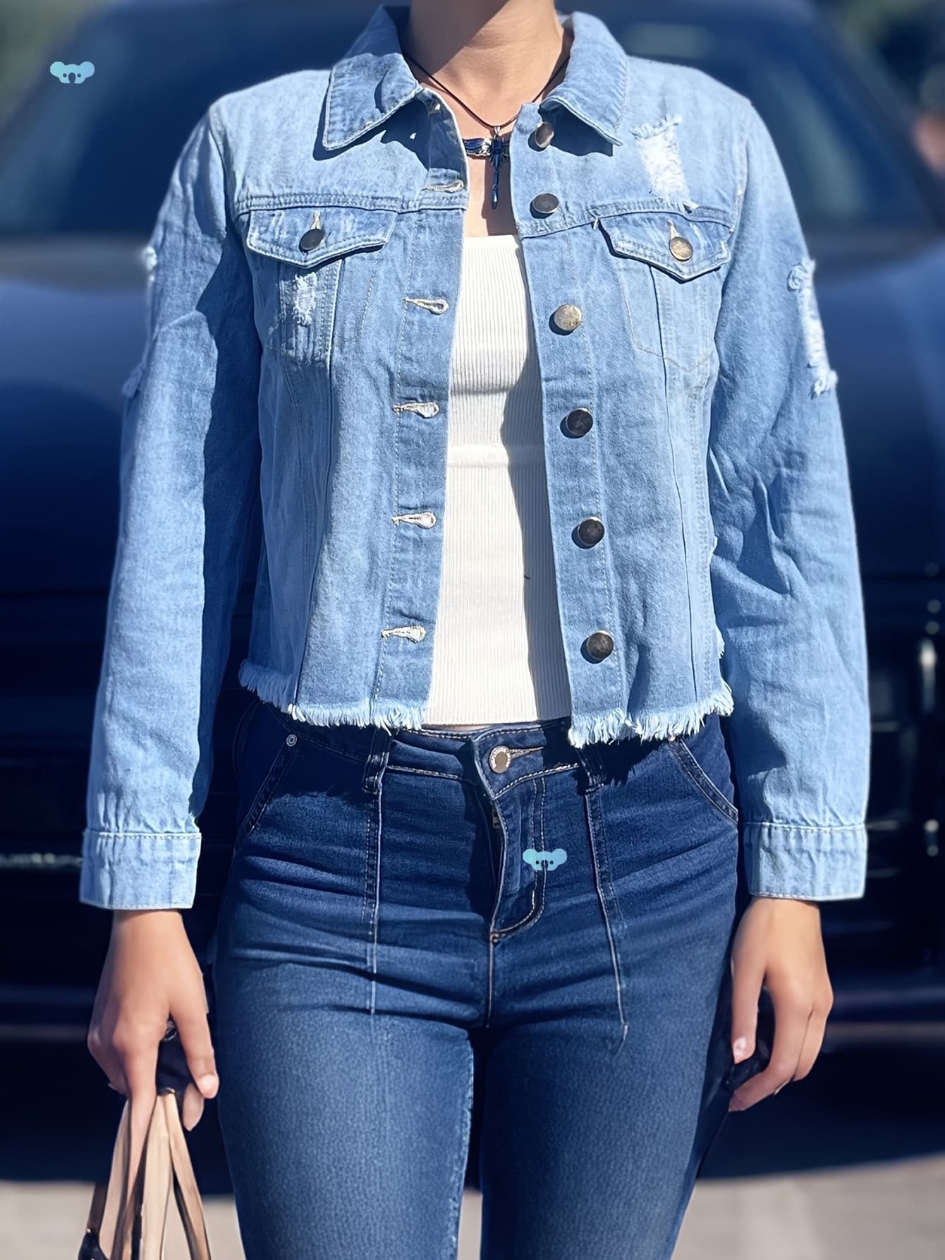 Fringed Fall Denim Jacket Long Sleeved Fringed Fall Denim