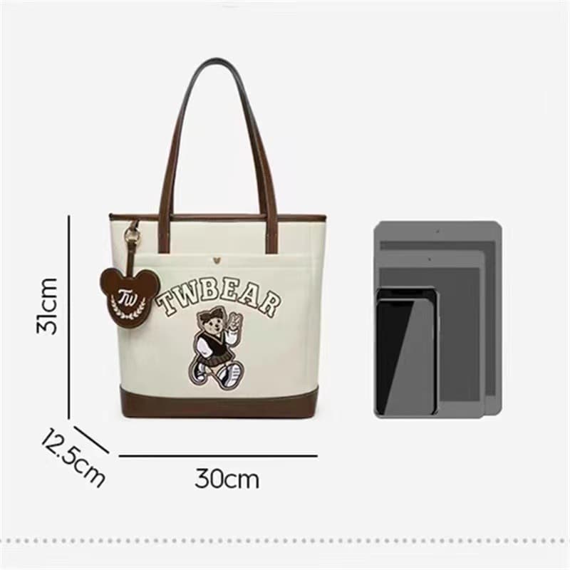 2025 New Bear Tote Bag Class Commuter Casual Bag Women Shoulder Bag Large Capacity Handbag Shopping Bag