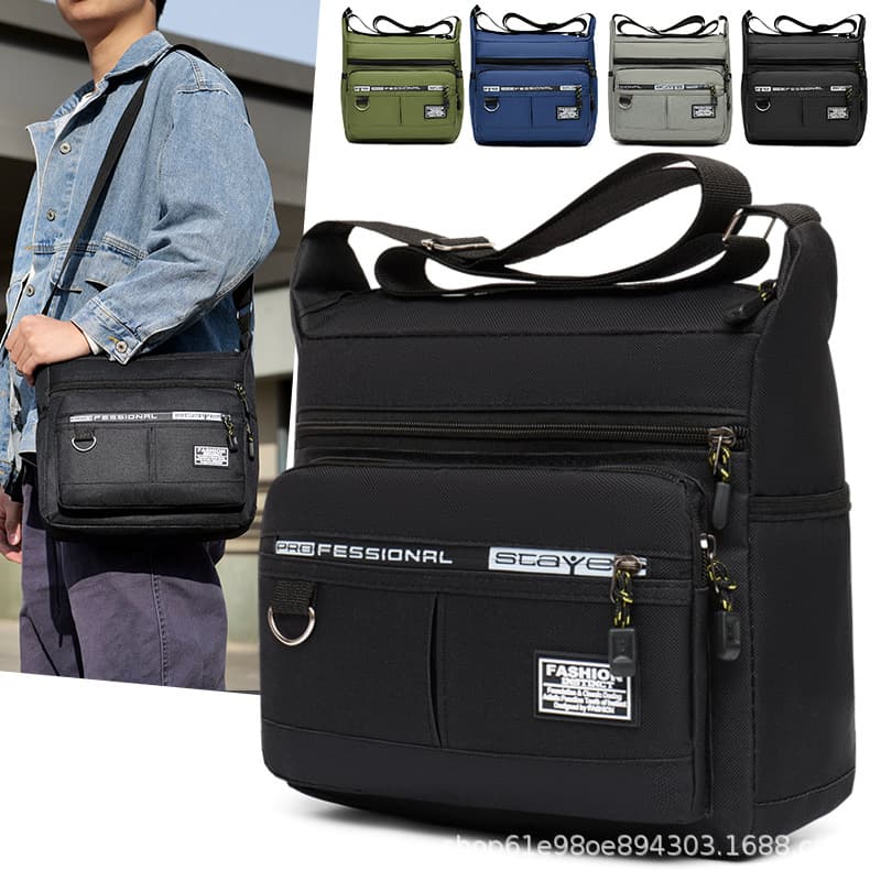 Large Capacity Men's Shoulder Bag Waterproof Durable Backpack Multi-Pocket Business Casual Crossbody Bag