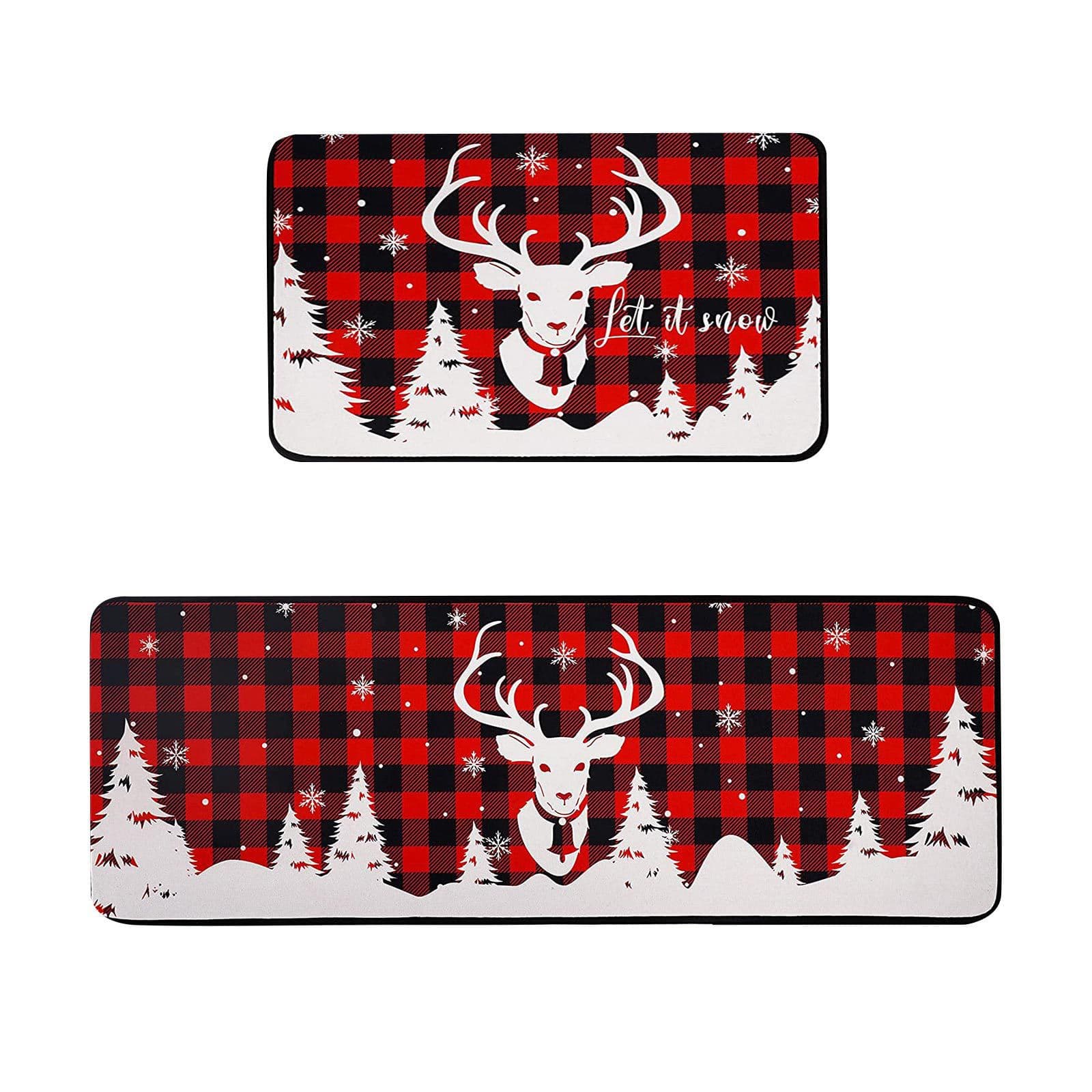 Cross-border hot selling Christmas floor mats crystal velvet carpet holiday decoration floor mats kitchen stain-resistant anti-slip mats dropshipping