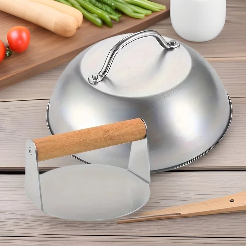 Cross-border exclusive BBQ tool set with meat press, outdoor cast iron steak press