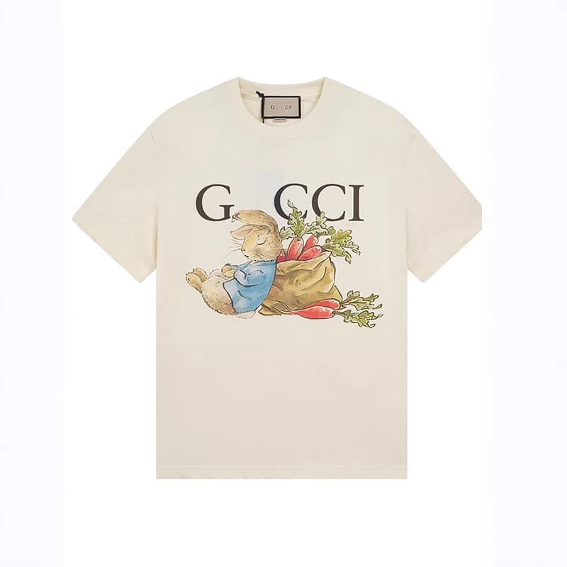 Cross-border GU High Version 25SS New Fun Peter Rabbit Series Printed Short Sleeve T-Shirt Couple Style for Export