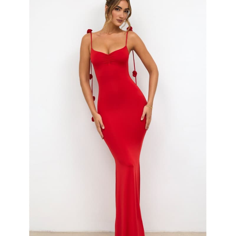 European and American cross-border new women's clothing European and American sexy backless suspenders personalized decorative evening dress long dress