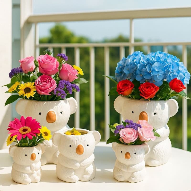 Treasure Basin Cross-border DIY Cute Koala Shape Concrete Cement Flower Pot Silicone Mold Aromatherapy Plaster Mold
