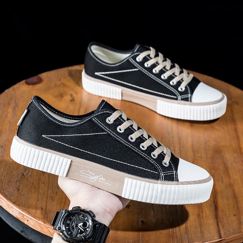 Men's Canvas Shoes 2024 Spring Low-Top Cookie Shoes Men's Cloth Shoes Breathable Board Shoes Casual Shoes Wholesale for Export
