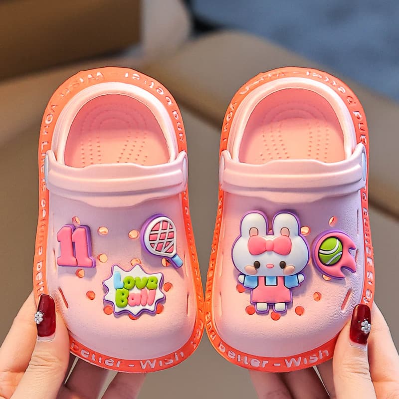 Children's Summer Slippers, Cute Slippers for Girls and Boys, Soft Sole Non-Slip Indoor Home Cartoon Closed-Toe Clog Sandals