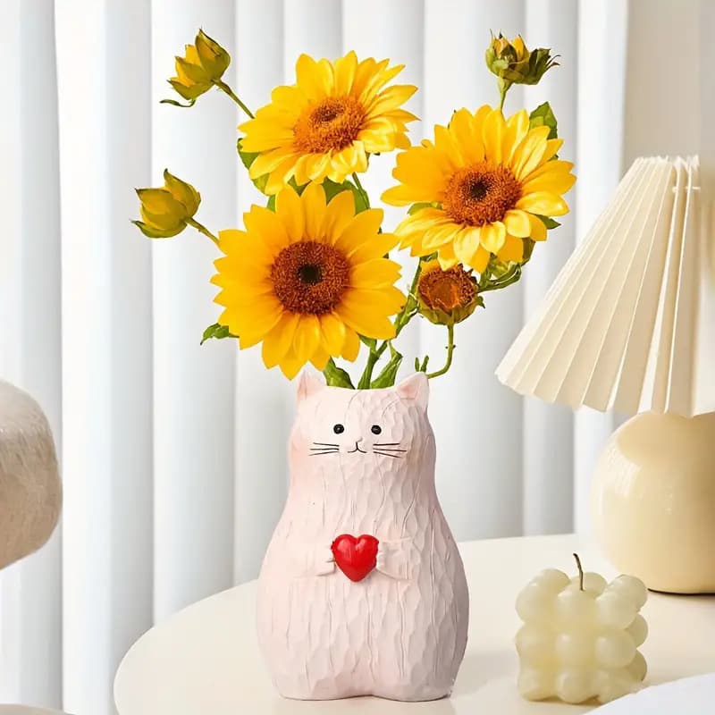 Cross-border new product hugging cat flowers vase decoration resin crafts cat lovers gifts home furnishings