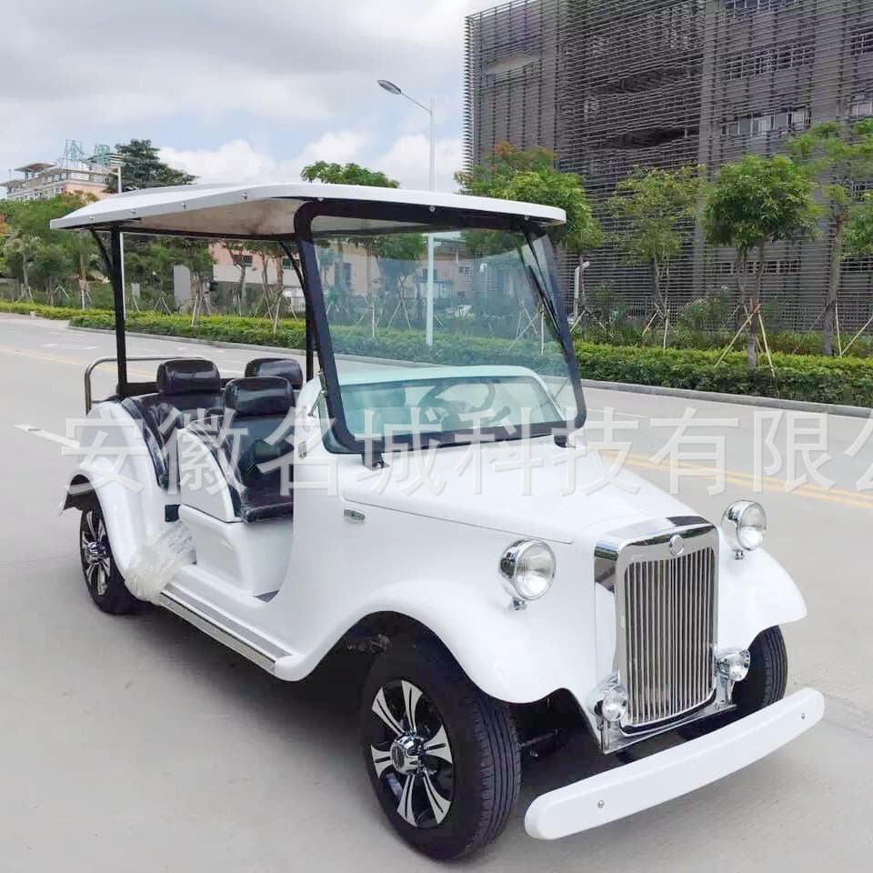 Vintage Electric Sightseeing Car for Tourist Areas, 6-Seat Electric House Viewing Car, Vintage Wedding Classic Electric Car for Mobility
