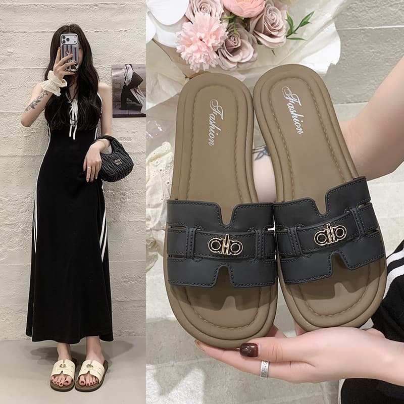 2026 New Non-slip, Waterproof, Simple and Versatile Women's Slippers, Soft Elastic Slippers, Stylish and Breathable Sandal Slippers for Outerwear