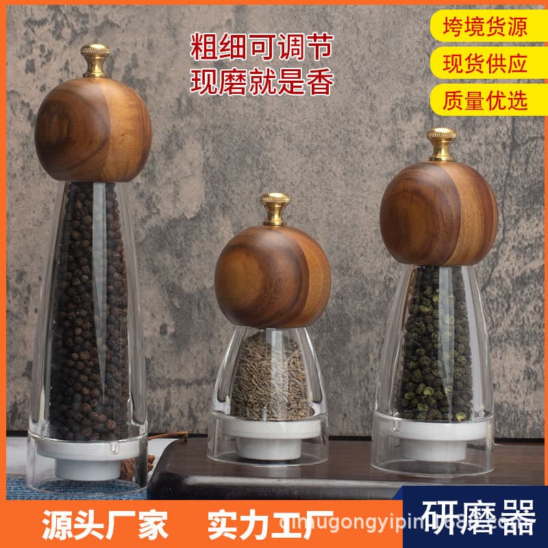 Manual Freshly Ground Pepper Grinder - Acrylic Pepper Mill for Outdoor BBQ and Camping Spice Grinder