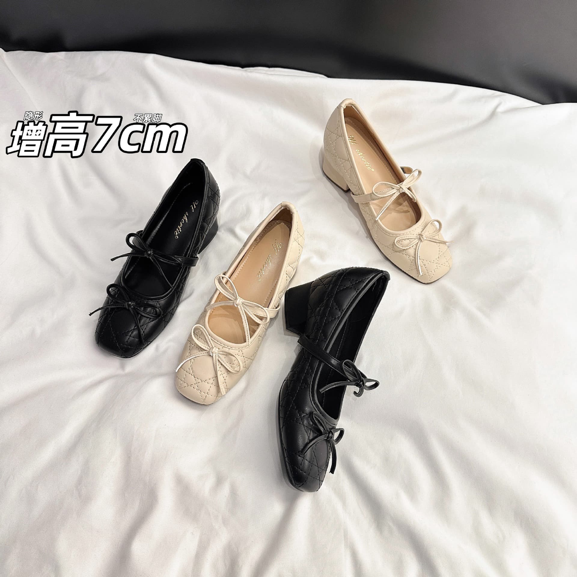 7CM Platform Bow One-Strap Chunky Heel Sandals 2026 Sweet Square Toe Mary Jane Shoes