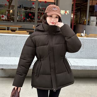 Women's New Down Cotton Coat Export Korean Style Winter Small Cotton Padded Jacket Thickened Hooded Warm Bread Jacket Outerwear
