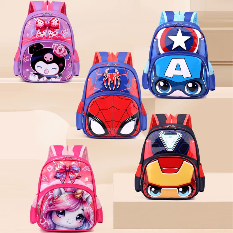 New 12-inch Spider-Man Kids Backpack for Boys and Girls Ages 3-7, Cartoon Cute Kindergarten Backpack, Export Style
