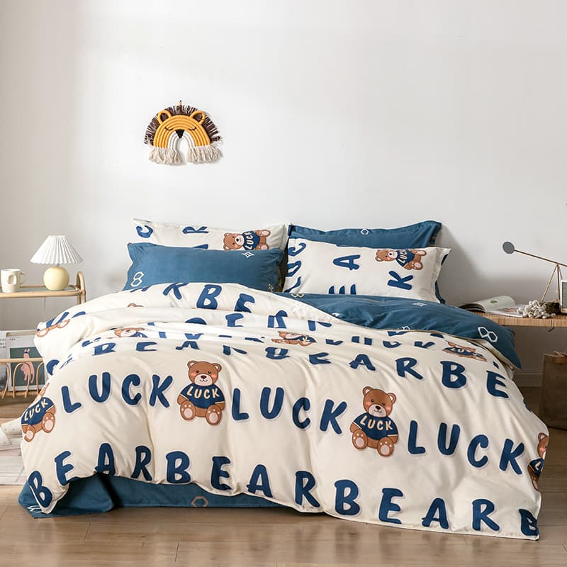Flash Sale Direct Supply Brushed Bedding 4-Piece Set, Washed Cotton Student Dorm 3-Piece Set, Single Duvet Cover Wholesale Drop Shipping