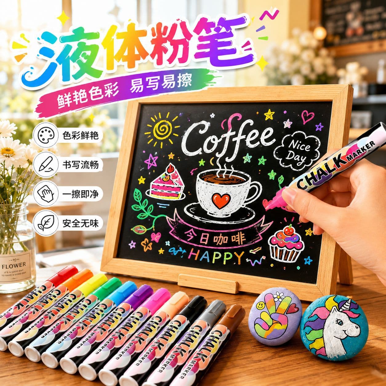 6mm Fluorescent Board Pen Dust-Free Erasable Liquid Chalk Office School Chalk Marker Fluorescent Pen