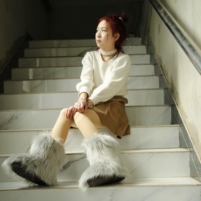 Women's Winter Snow Boots Fashionable Lace-up Mid-calf Boots Fleece Lining Comfortable Warm Casual Shoes
