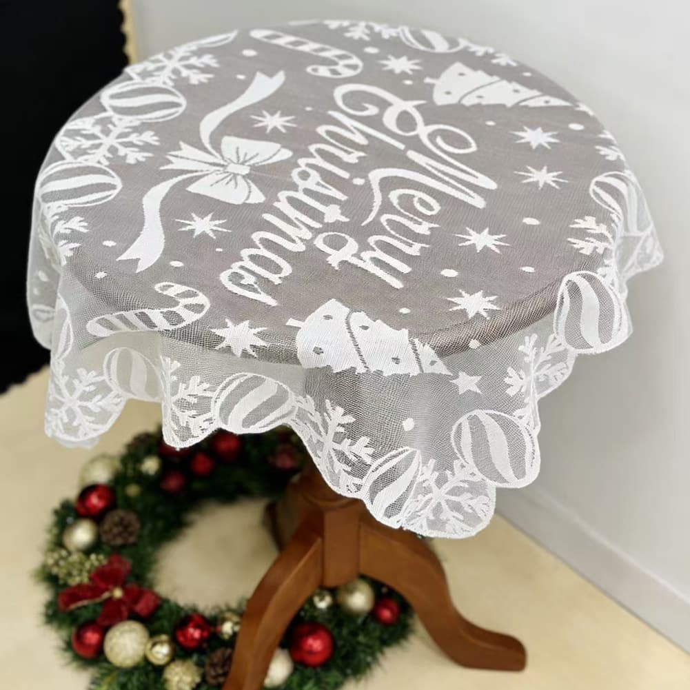 2026 New American Style Christmas Tablecloth White Lace Tablecloth Christmas Holiday Table Decoration Tablecloth