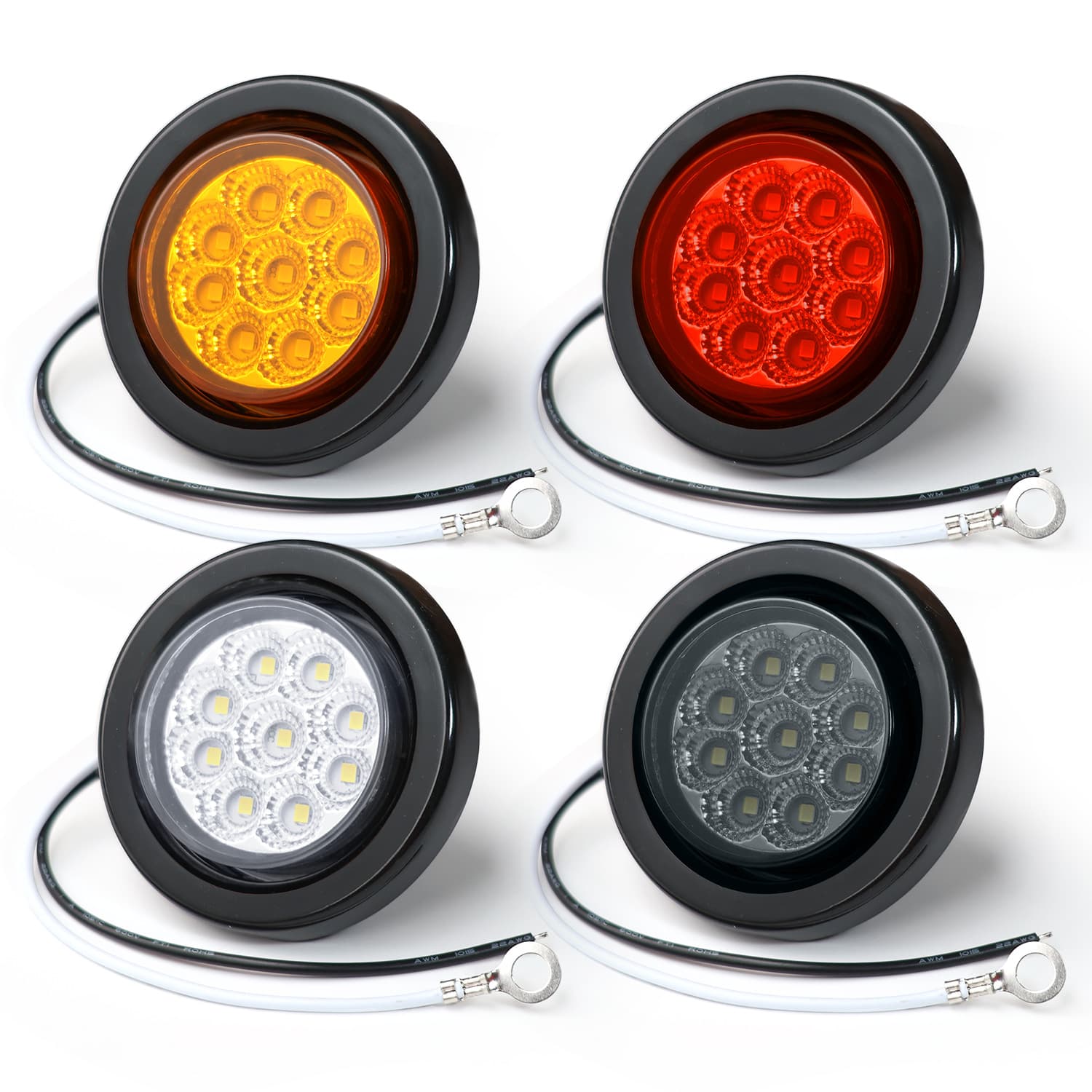 Factory direct supply 2-inch 9LED round truck rear tail light car rear bumper light cross-border export anti-rear collision