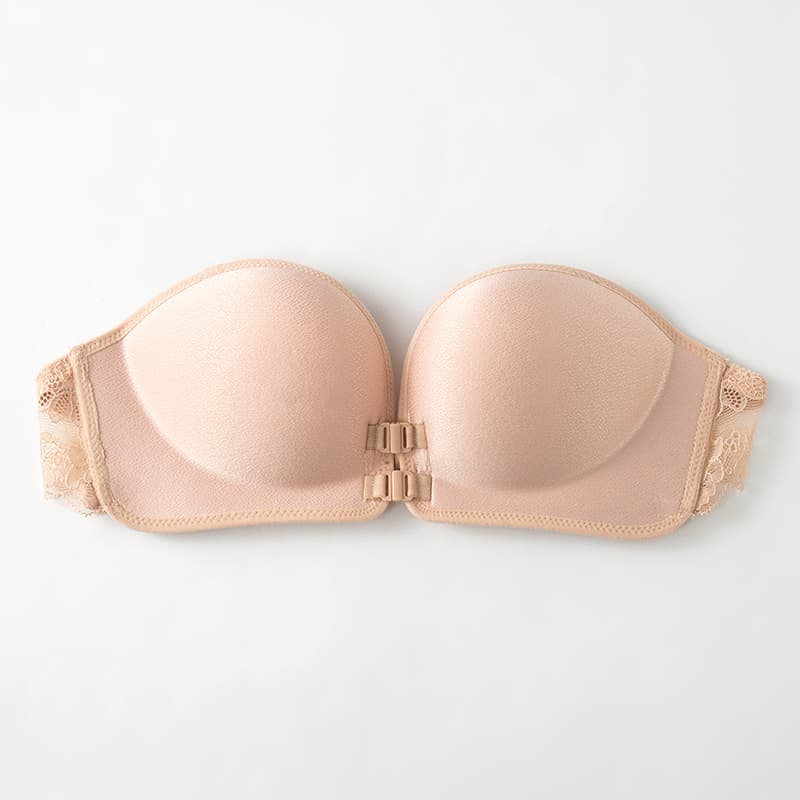 Invisible Bra Strapless 3D Cup Bra Women's Thin Upper Thick Lower Push-Up Adhesive Non-Slip Backless Lace Tube Top