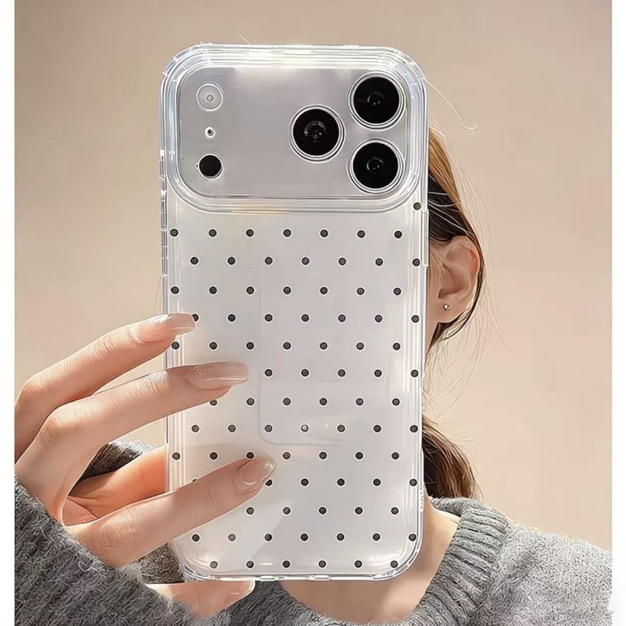 Double-Layer High-End Polka Dot iPhone 14/13 Compatible with Apple 17/16/15 Pro Max Mobile Phone Case Anti-Fall Cover
