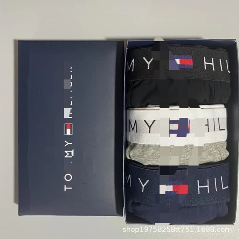Boxers Men's Cotton Boxer Briefs Breathable Fashion Four-Corner Underpants Cotton Tommy Men's Boxer Briefs Boxed