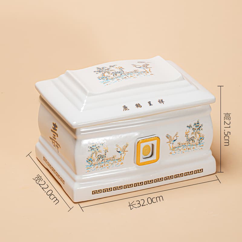Jingdezhen High-temperature Ceramic One-piece Urn Moisture-proof Grave Relocation Longevity Box Men's Women's Funeral Cremation Use