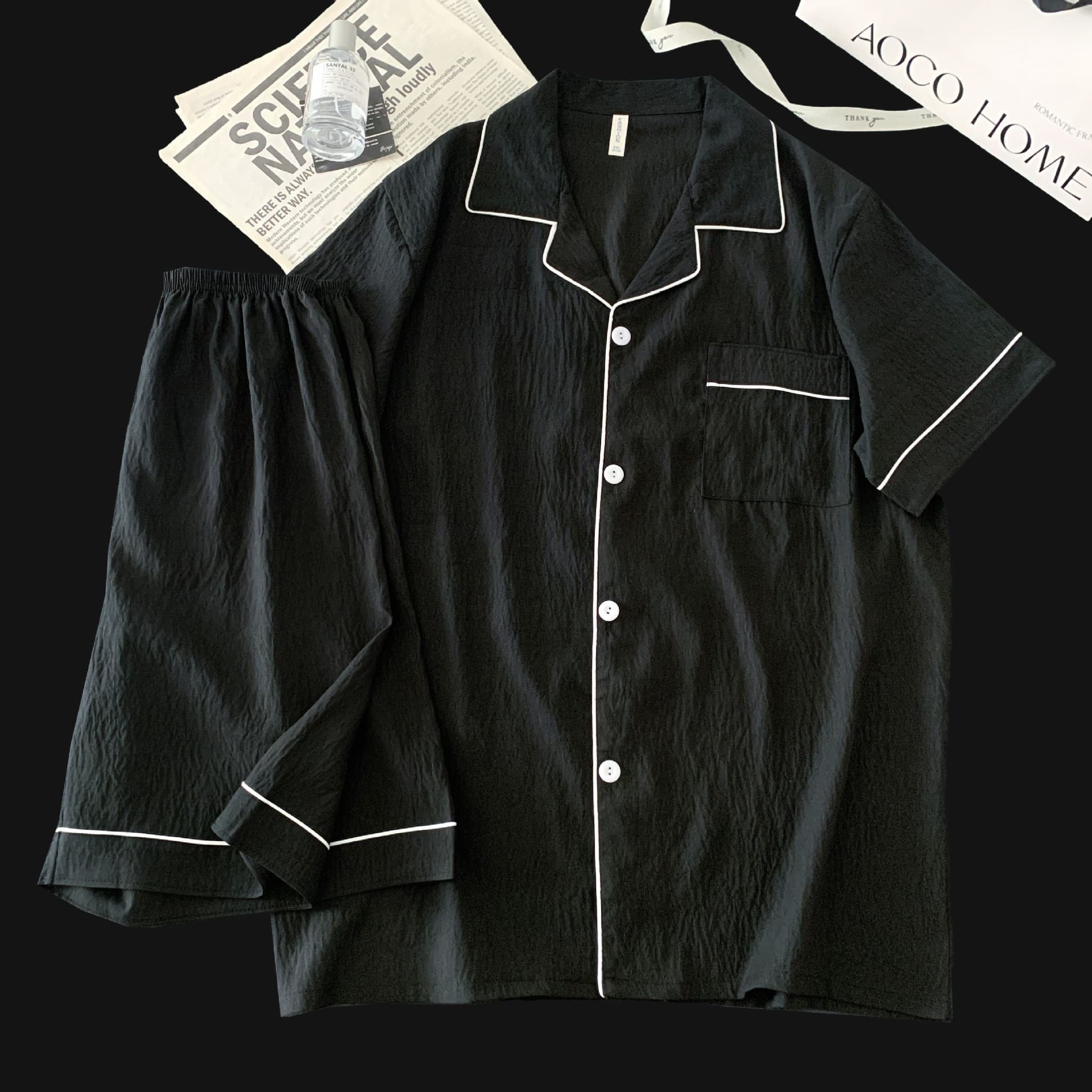 New Summer Men's Pajamas Short-Sleeve Cardigan Simple Casual Solid Color Pajamas Cloud Cotton Plus Size Men's