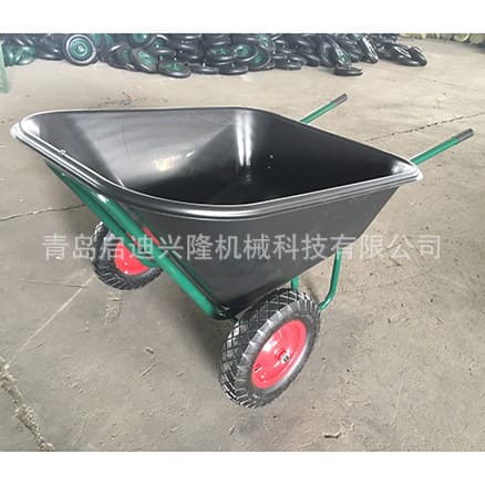 200KG load capacity metal single-wheel handcart, garden/construction cement cart with 10CBF capacity plastic pan