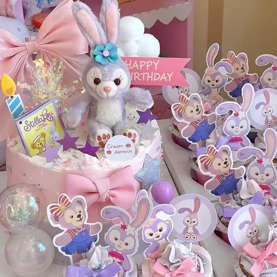 StellaLou Dessert Table Decoration Purple Little Rabbit Birthday Party Dessert Table Decor Insert