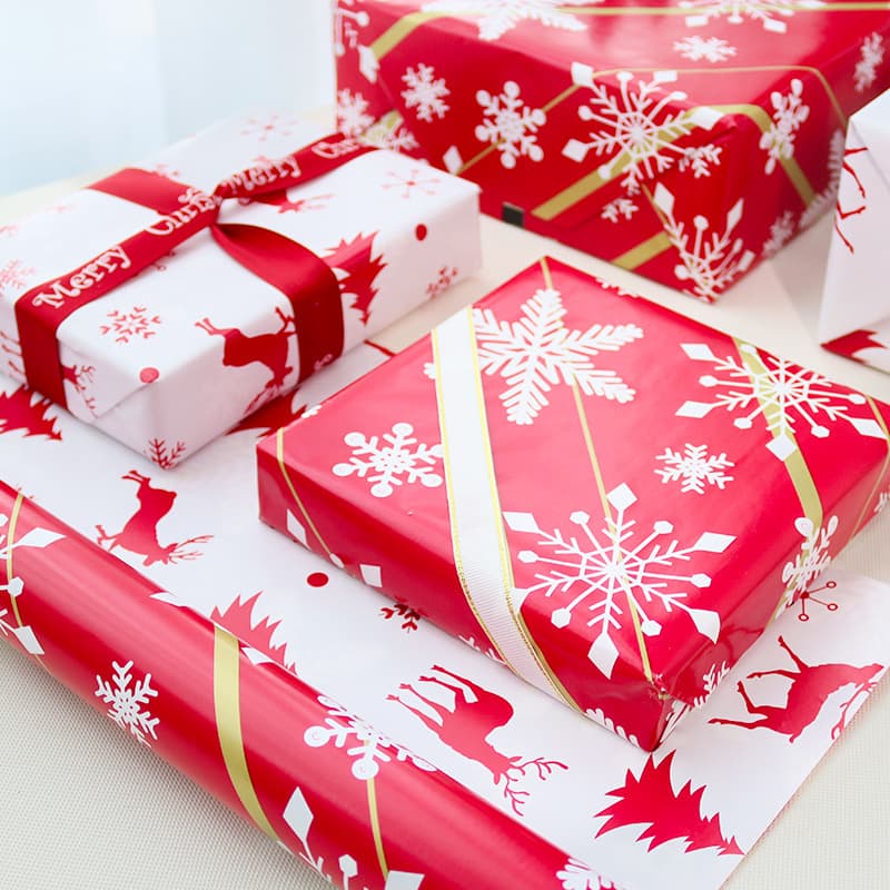 New Christmas Gift Wrapping Paper Large Size Double-Sided Printing 80g Cross-Border Drop Shipping Coated Gift Wrapping Paper