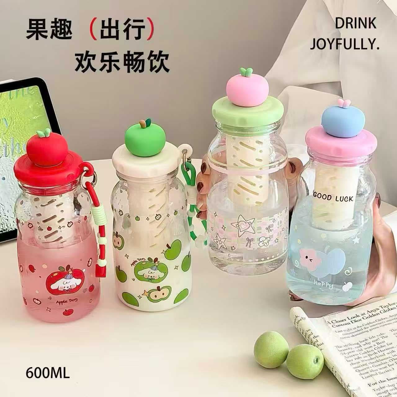 Plastic Water Cup for Summer, High Appearance with Tea Strainer, High Temperature Resistant, Portable, Cute Cartoon Straw Cup for Kids and Women