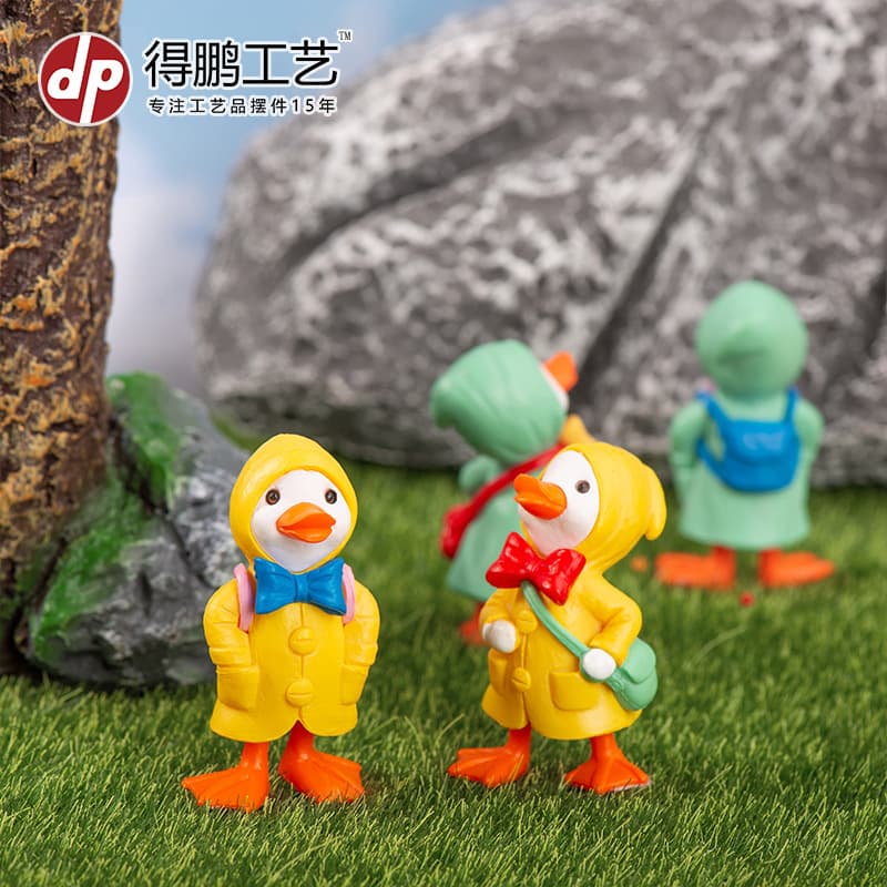 Raincoat Duck Micro Landscape Factory Direct Wholesale DIY Gardening Decoration Small Ornament Plastic Cartoon Duck Figurine