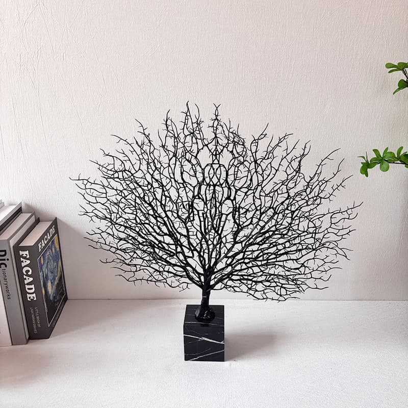 Sea Branch Fan-Shaped Marble Ornament, Simulated Coral Creative Decoration, Model Room Hotel Entrance Home Decor