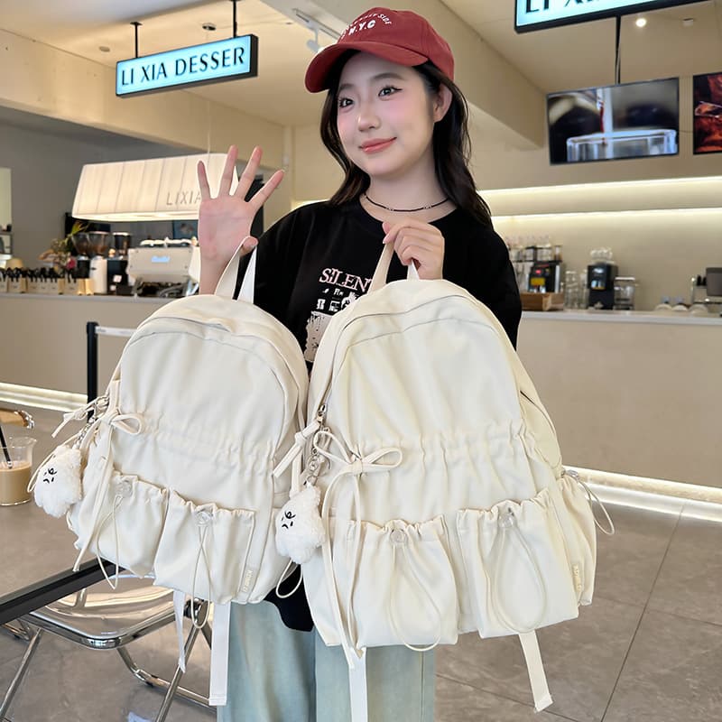 Large Capacity Backpack for Middle School Girls, Cute Bow High School Backpack, Stylish College Backpack for Female Students