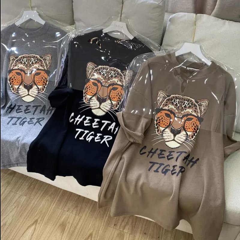Fat Girl m 150kg Short-Sleeved T-Shirt for Women Summer New Student Korean Style Tiger Head Loose and Versatile Thin Half-Sleeved Top