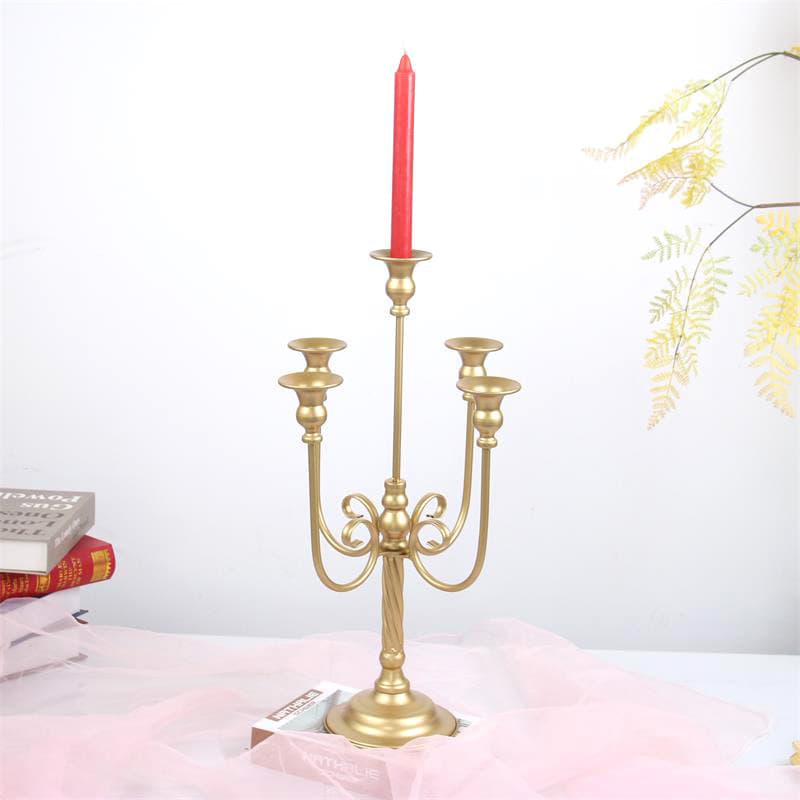 Golden Classical Iron Five-head Candlestick Ornaments Wedding Decoration Candlestick Living Room Romantic Atmosphere Arrangement Candle Cup