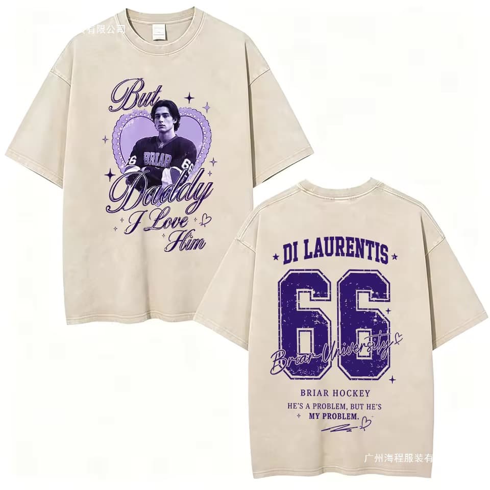 Retro washed campus Brill University DiLaurentis 66 T-shirt men's and women's clothing casual summer short-sleeved T