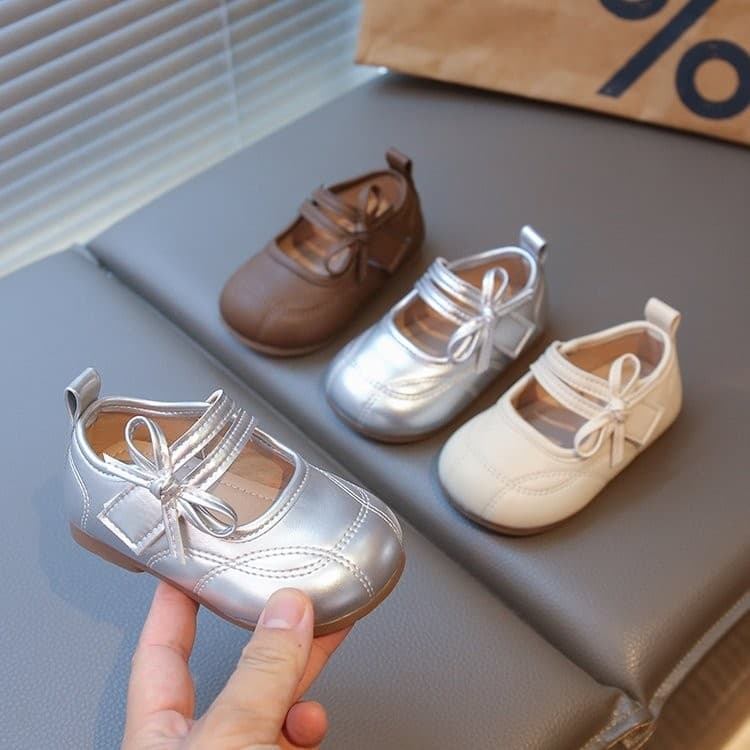 Baby Girl Princess Shoes for 1-2 Years Old, Soft Sole Non-Slip Walking Shoes, New Autumn Style Toddler Leather Shoes