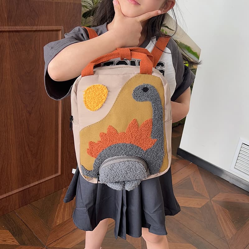 Backpack for Boys, Sun 2024 Dinosaur Kindergarten New Style Versatile Canvas Backpack, Girls' Cartoon Small Bag