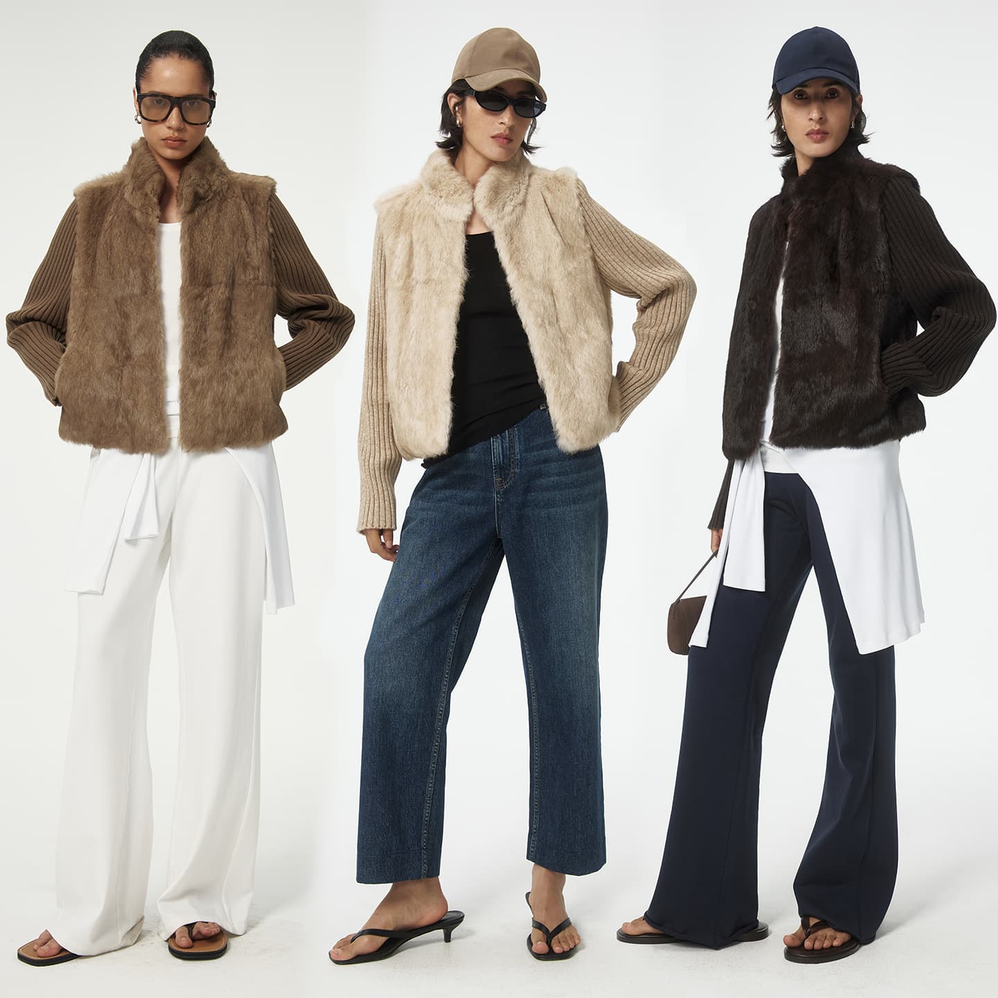 Rabbit fur one-piece wool knitted mid-century style full fur rabbit fur stand-up collar knitted sleeves spliced fur short coat for women