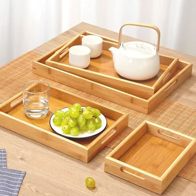 Bamboo Rectangular Tray, Home Tea Tray, Tea Set Storage Tray, Japanese Simple Fruit and Snack Plate, Hotel Serving Tray